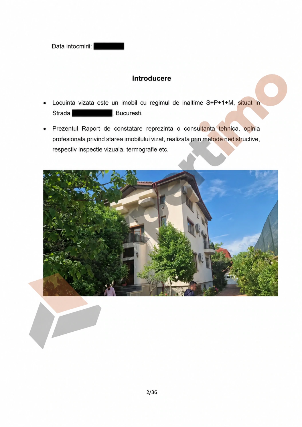 Raport complet: model de constatare cu 36 de pagini 2 Raport complet de constatare, pagina 2