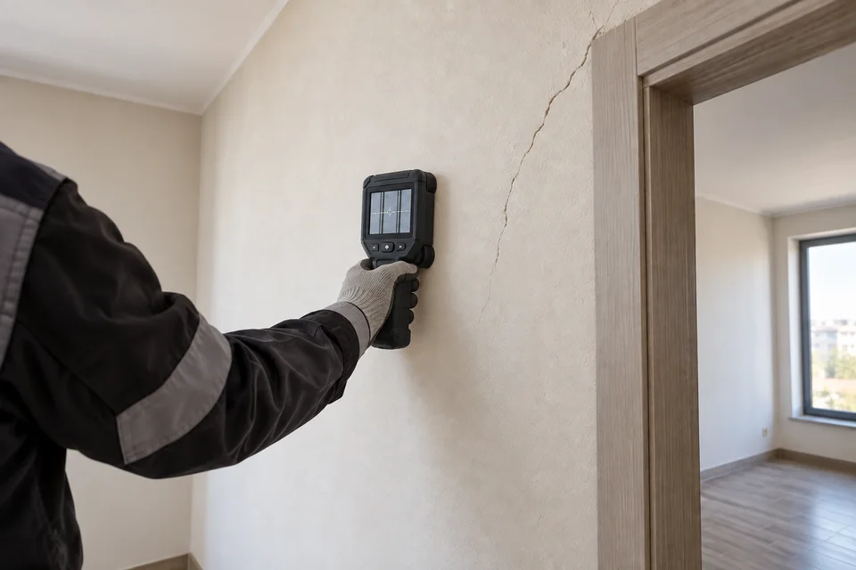 Detector de armătură utilizat la verificarea structurii — imagine ilustrativă